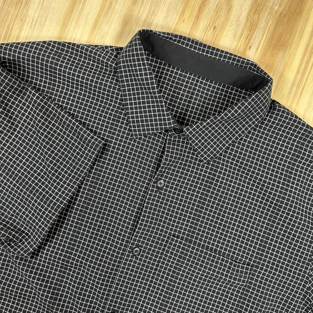 Lululemon Black White‎ Plaid Check XL Short Sleeve Pocket Button Shirt